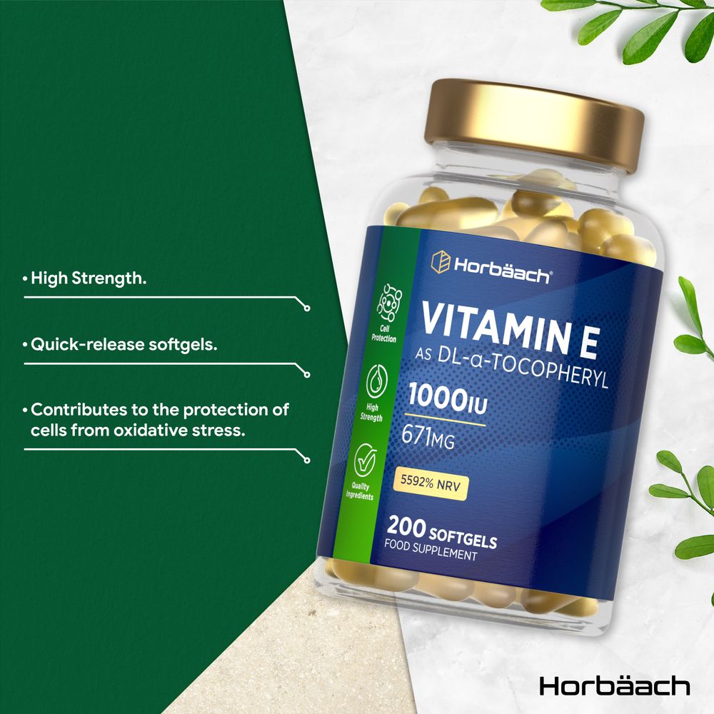 A bottle of Vitamin E 1000IU 671MG softgels, 200 count, is weighed on a hand-held scale.