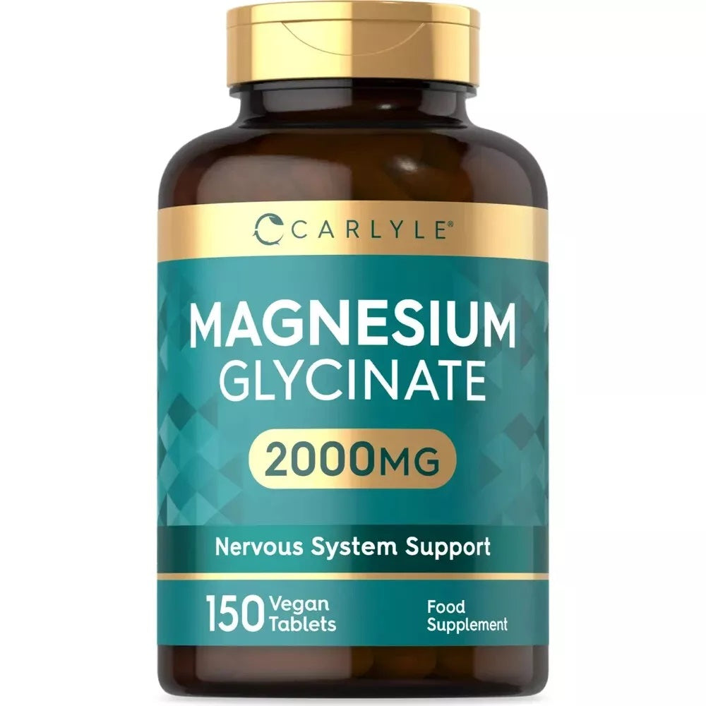 Vegan Magnesium Glycinate tablets, 2000MG, 150 count, suitable for daily supplementation and bone health.