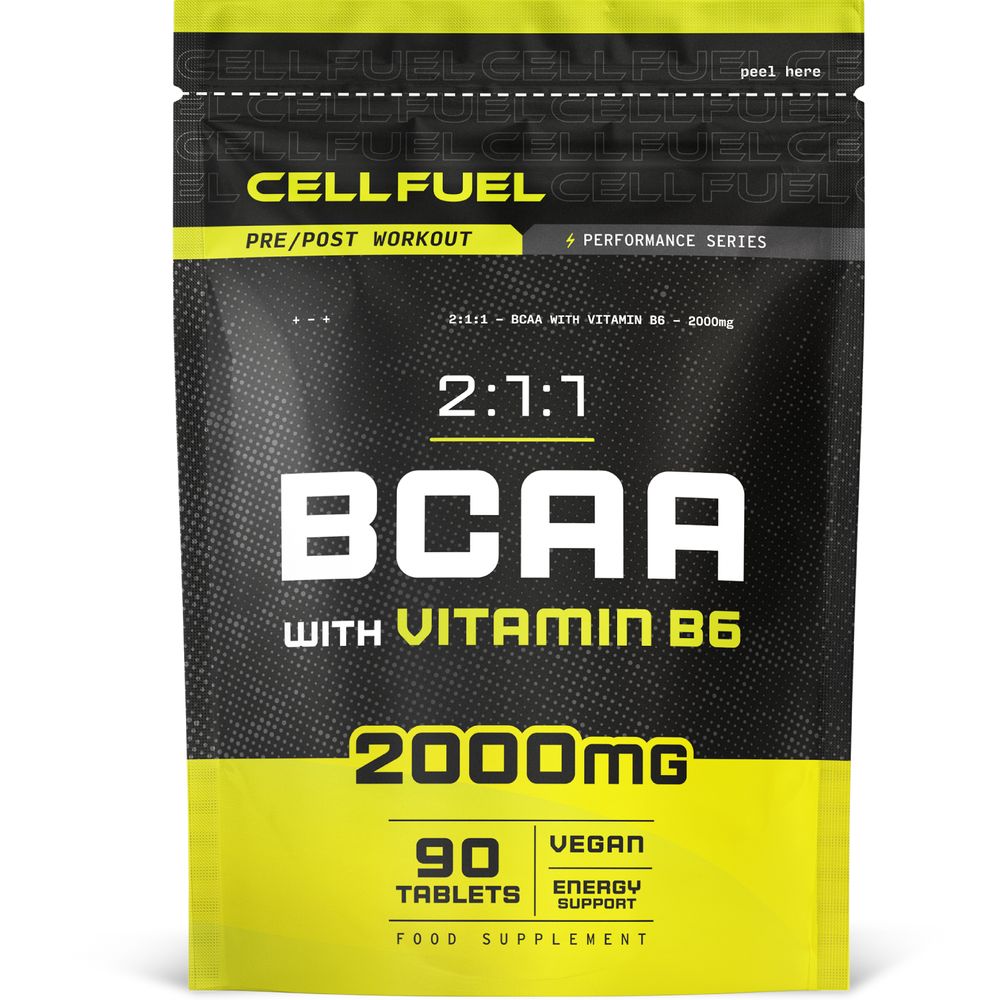 BCAA 2:1:1 with Vitamin B6, 2000mg, 90 Vegan Tablets being weighed on a hand scale.