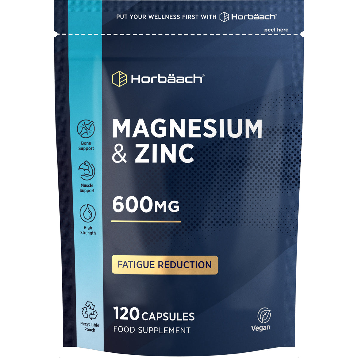 Magnesium Supplements with Zinc 600mg | 120 Count | by Horbaach