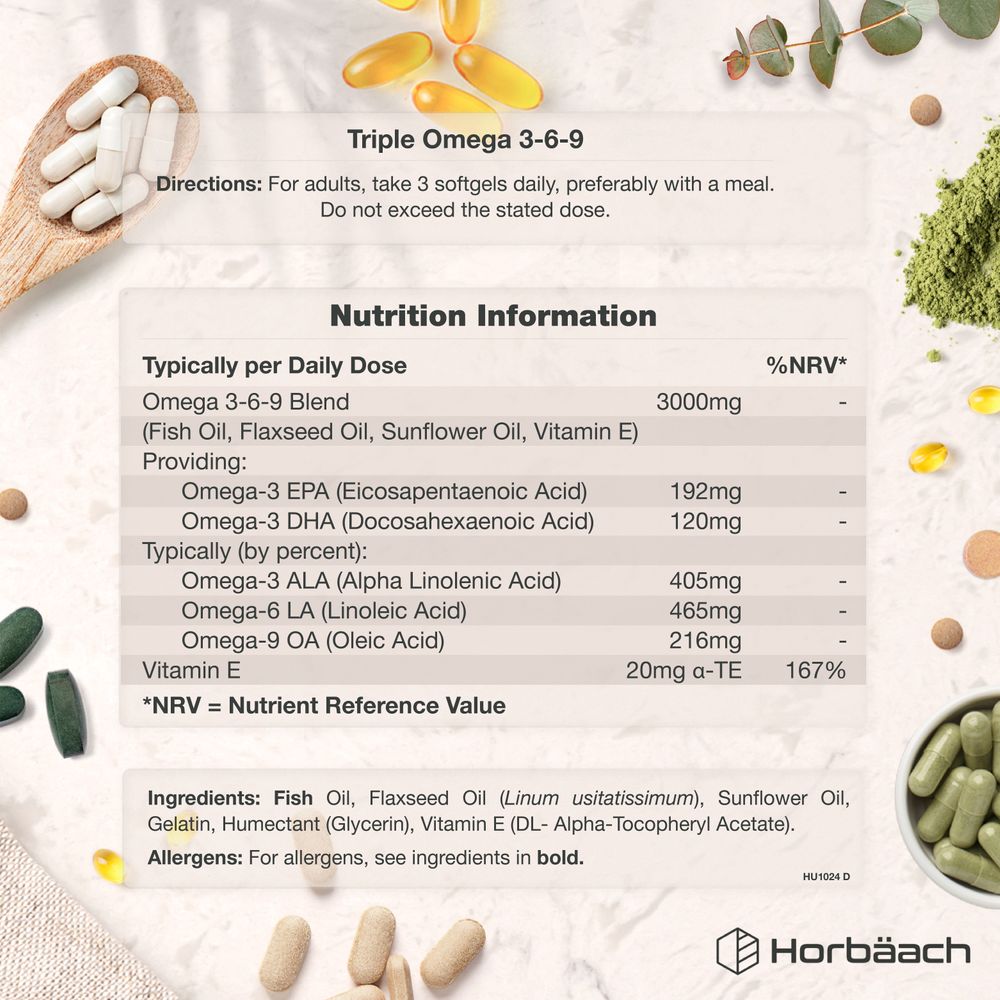 Omega 3-6-9 3000 mg with EPA, DHA & ALA | 120 Softgels