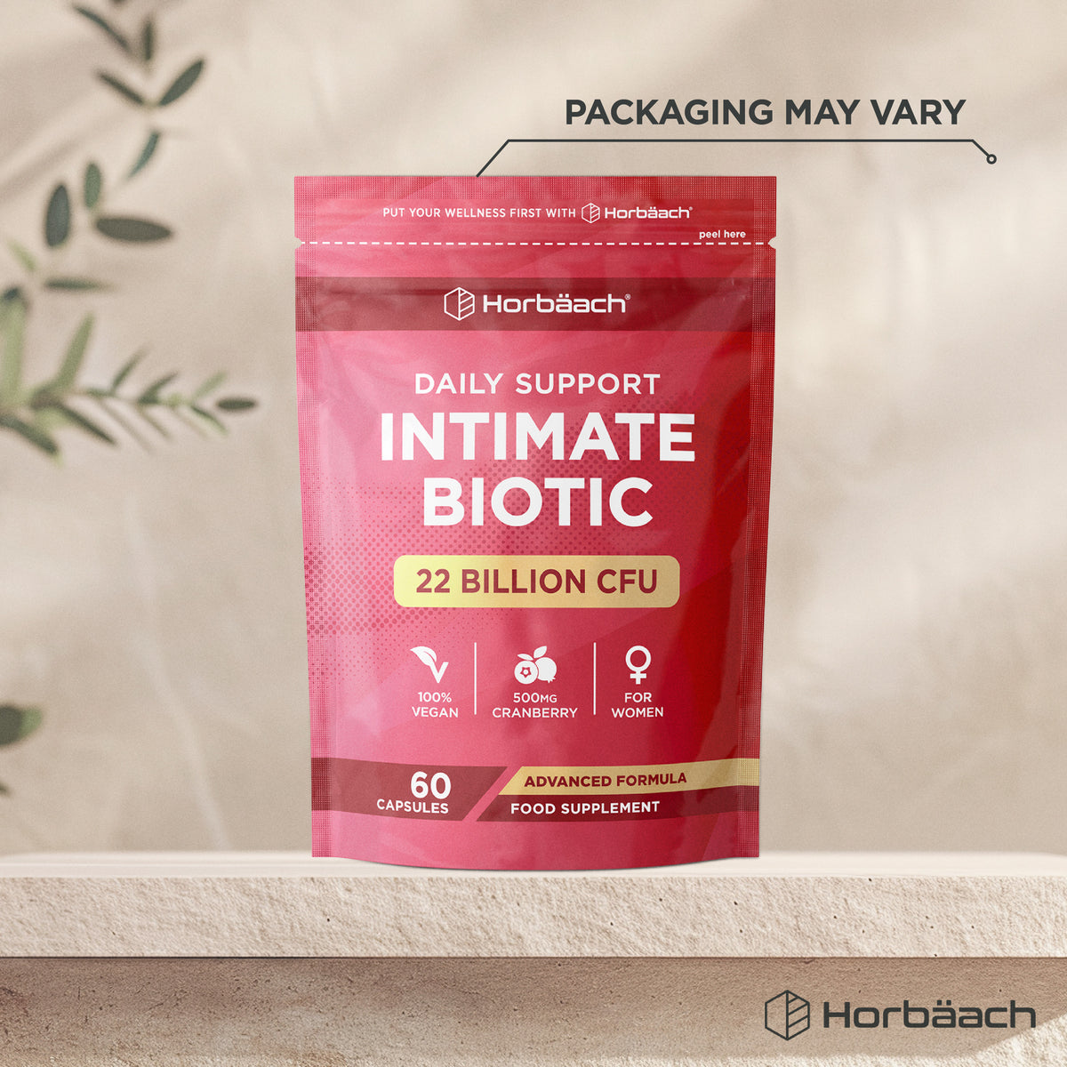 Daily Support Intimate Biotic with 22 Billion CFU and 500mg Cranberry, 60 Capsules, Advanced Formula Food Supplement.