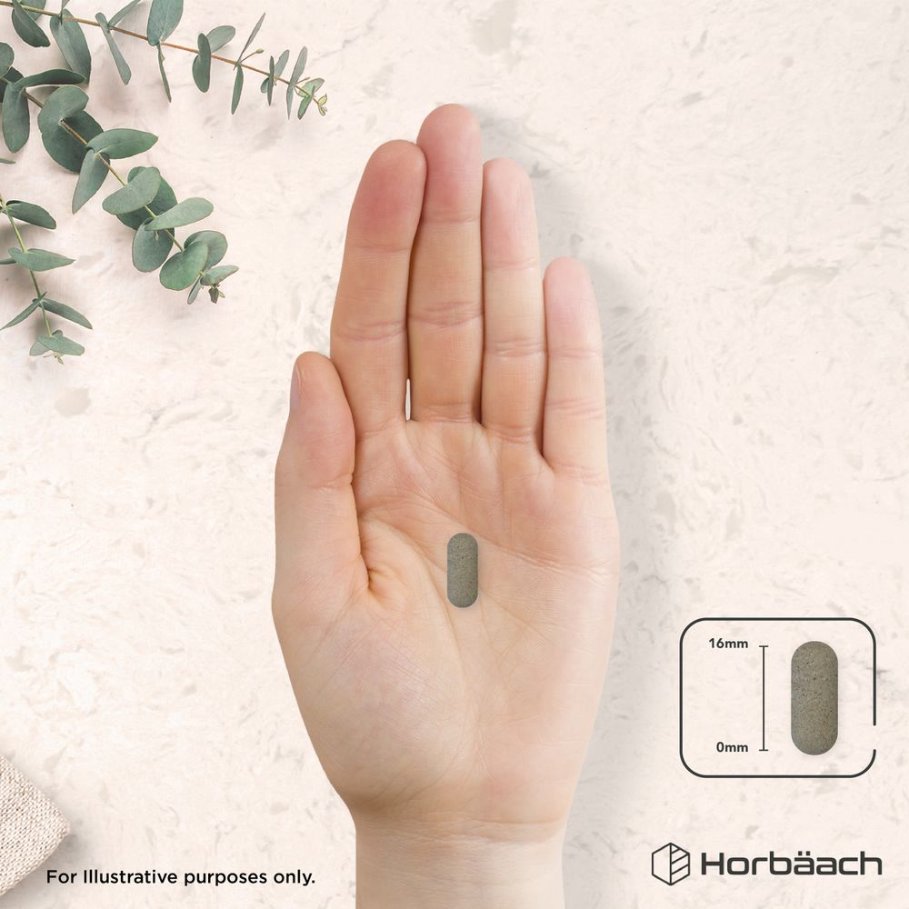 Tablet for women's health, 16mm in size, shown on a measurement scale for reference.