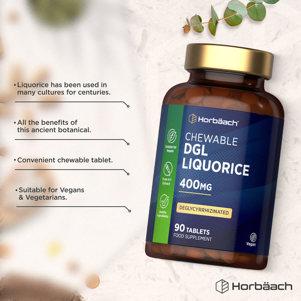DGL Licorice 400 mg | 90 Chewable Tablets
