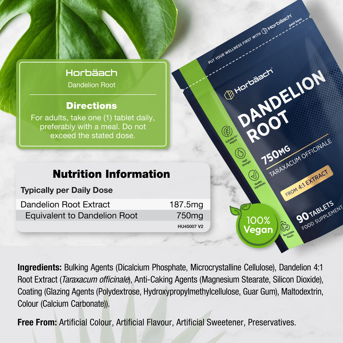 Dandelion Root 750 mg | 90 Tablets