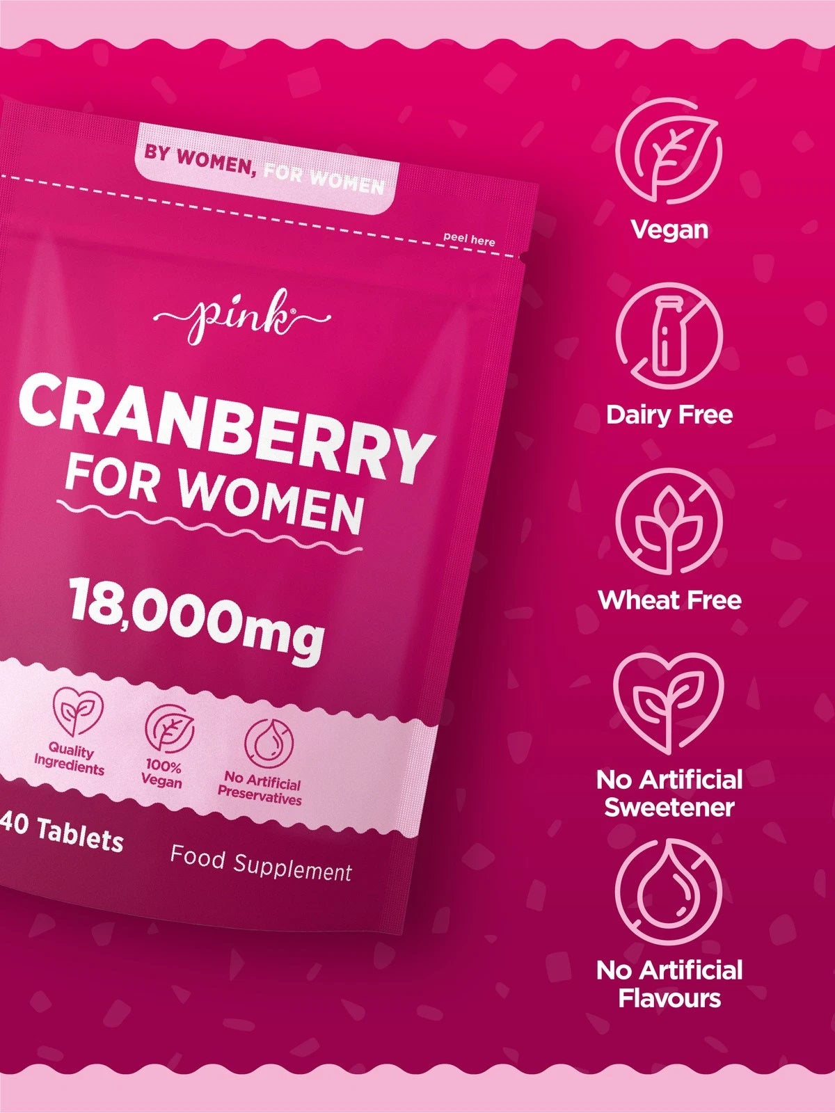 Cranberry pouch: Quality Ingredients, 100% Vegan, No Artificial Preservatives, Vegan, Dairy Free, Wheat Free, No Artificial Sweetener, No Artificial Flavours