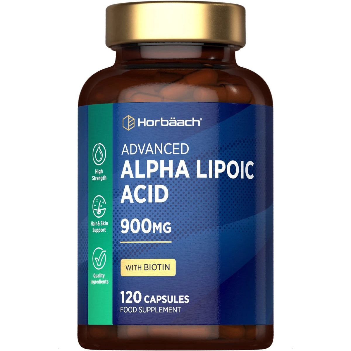 Horbäach Advanced Alpha Lipoic Acid 900mg with Biotin, 120 Capsules.