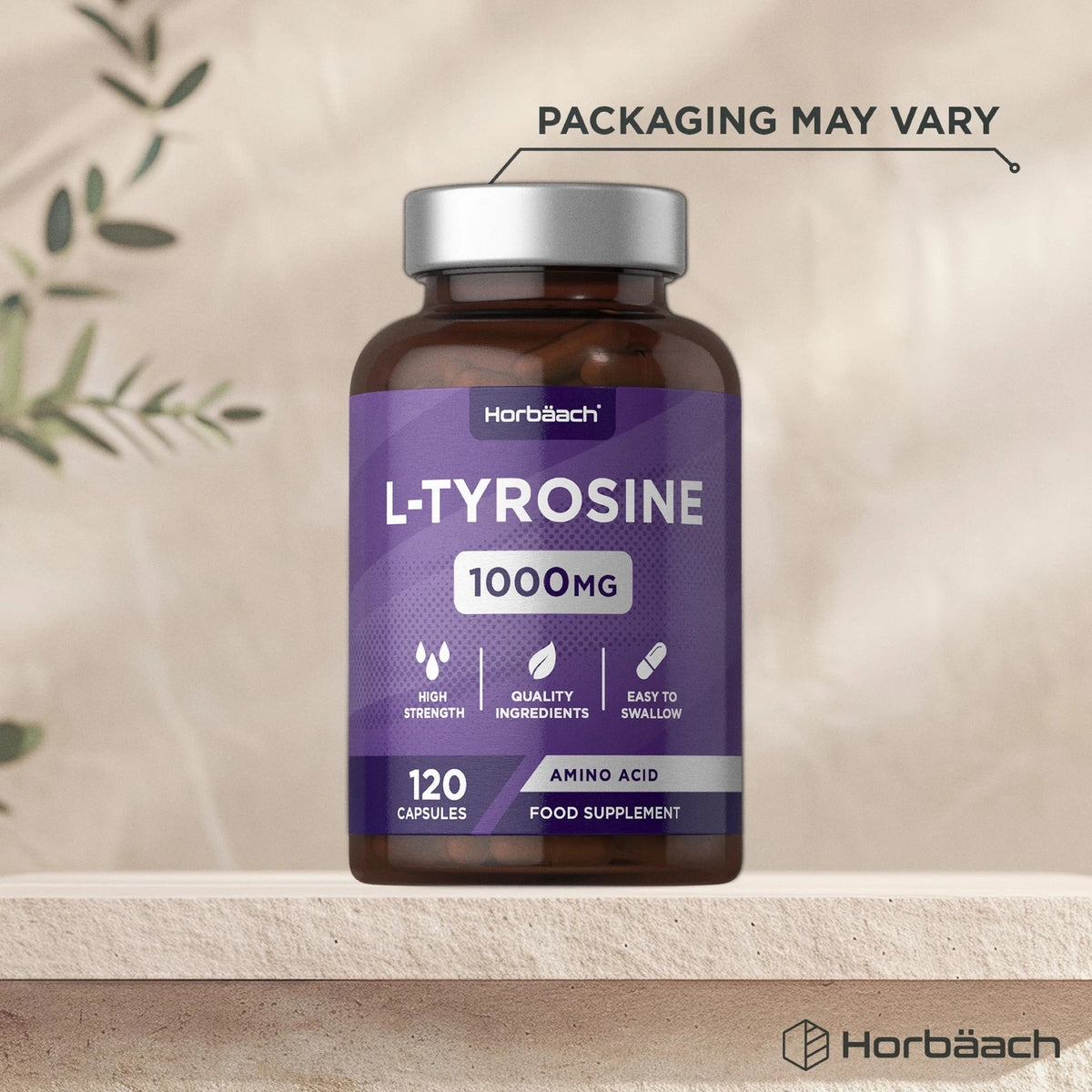 L-Tyrosine 1000mg, 120 capsules. High strength, quality ingredients, easy to swallow. Amino acid food supplement.