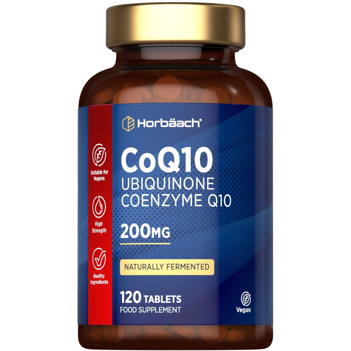 CoQ10 Ubiquinone Coenzyme Q10 200mg with 120 vegan tablets, a food supplement.