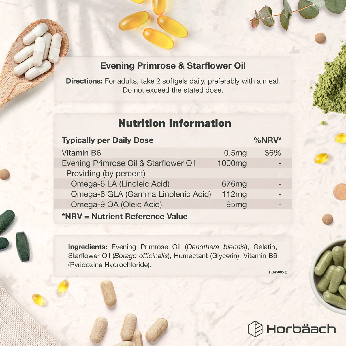 Evening Primrose Oil & Starflower 1000mg, 60 softgels.
