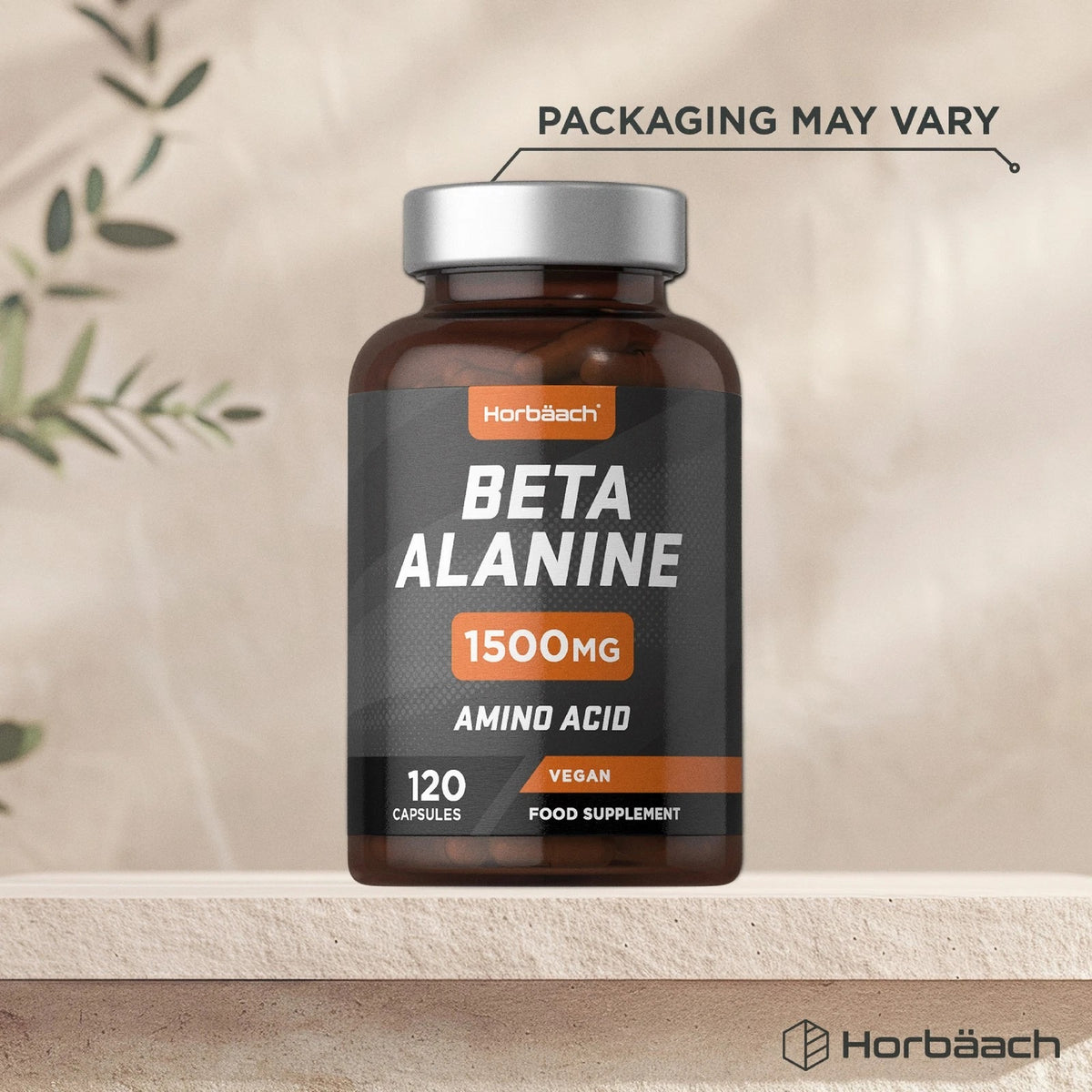 Beta Alanine 1500mg Amino Acid in 120 vegan capsules; a food supplement.