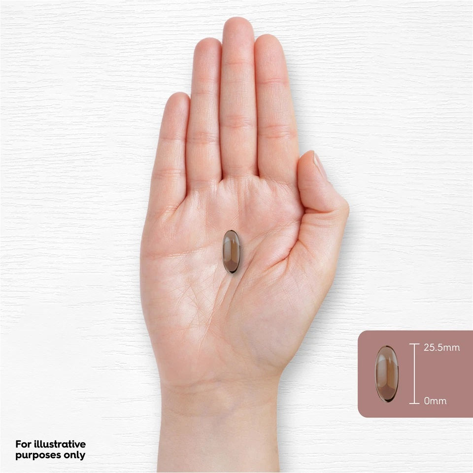 A 25.5mm long softgel capsule.